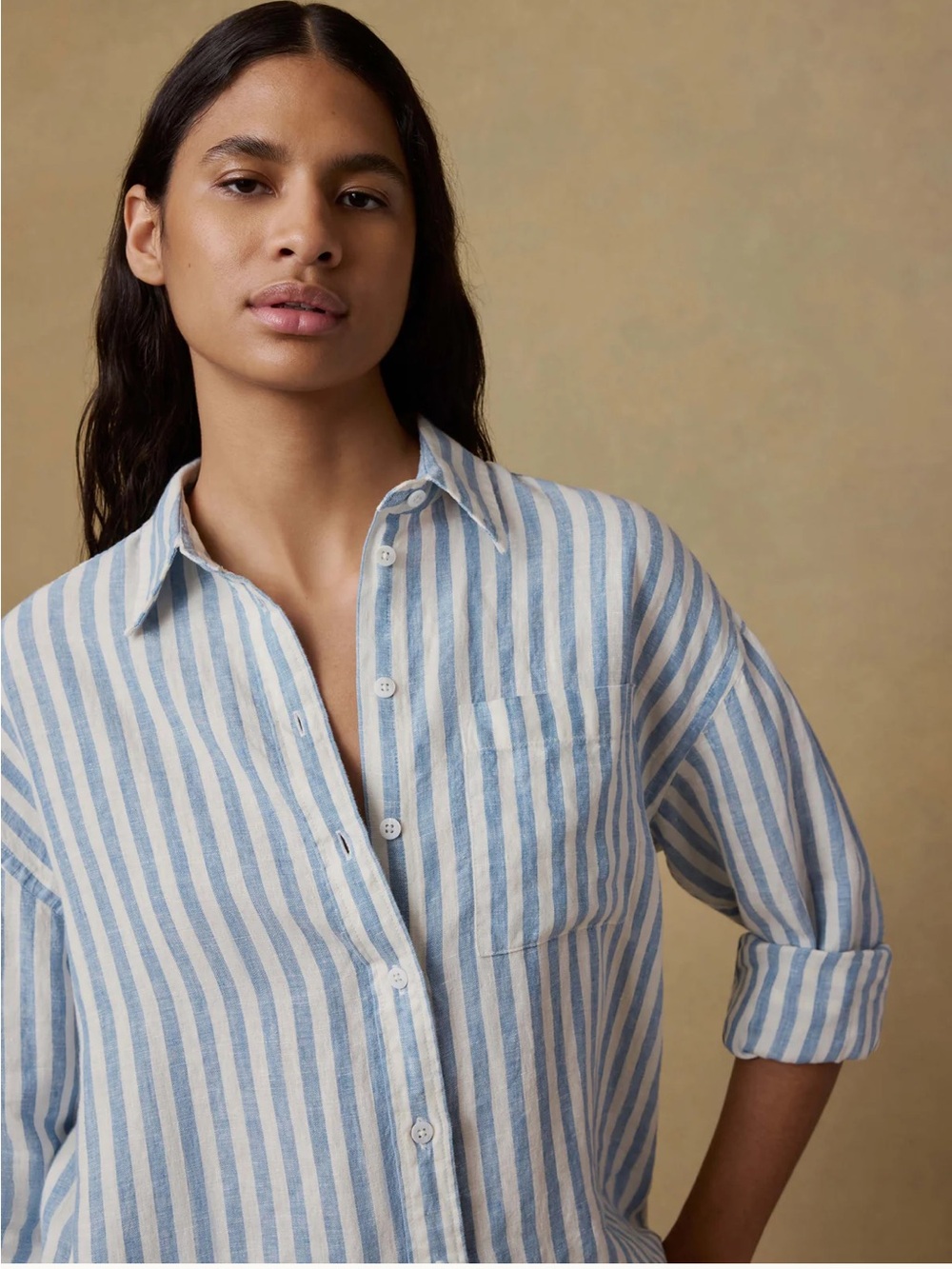 Laguna Linen Relaxed Shirt - Ocean Lucy Stripe - Picture 4 of 10